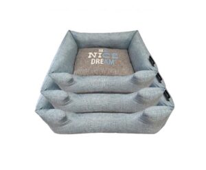 Cama Quadrada Azul de Linho - BPS